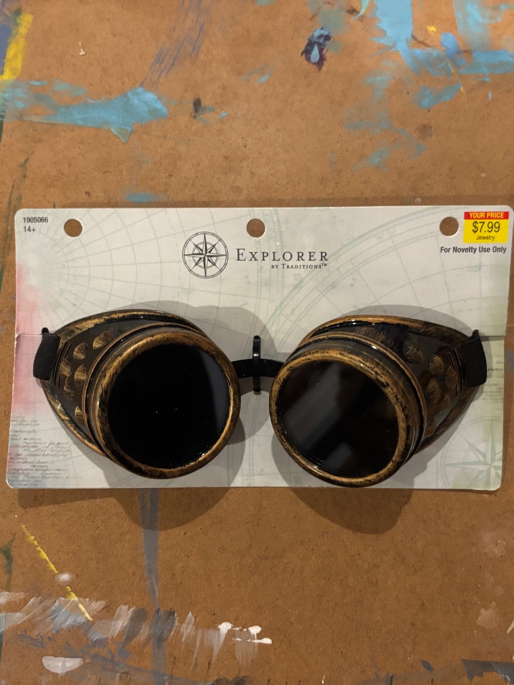 Explorer by Traditions Steampunk Goggles Sunglasses Black & Brown NWT